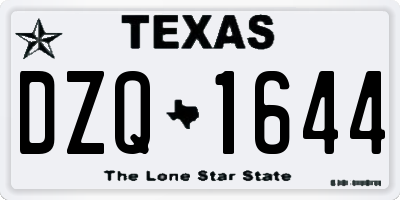 TX license plate DZQ1644