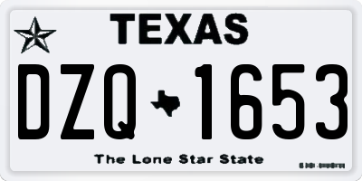 TX license plate DZQ1653