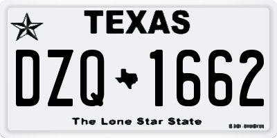 TX license plate DZQ1662