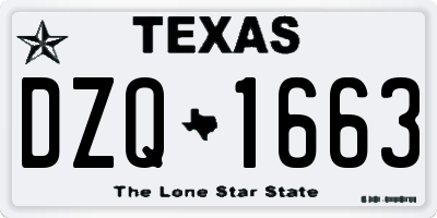 TX license plate DZQ1663