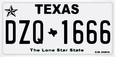 TX license plate DZQ1666
