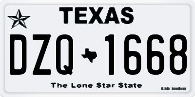 TX license plate DZQ1668