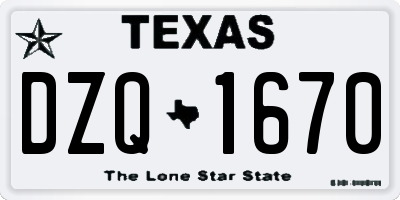 TX license plate DZQ1670