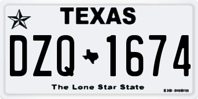 TX license plate DZQ1674