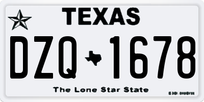 TX license plate DZQ1678