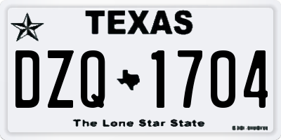 TX license plate DZQ1704
