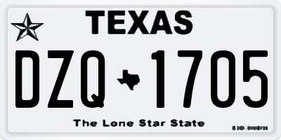 TX license plate DZQ1705