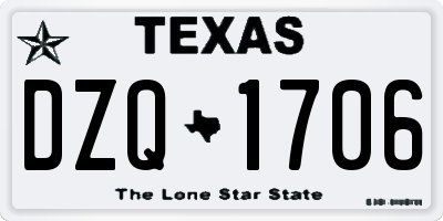 TX license plate DZQ1706