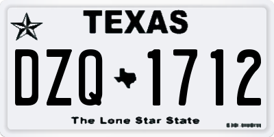 TX license plate DZQ1712
