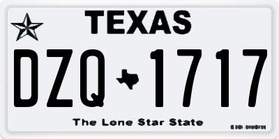 TX license plate DZQ1717