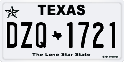 TX license plate DZQ1721