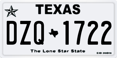 TX license plate DZQ1722