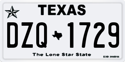 TX license plate DZQ1729