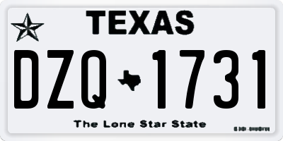 TX license plate DZQ1731