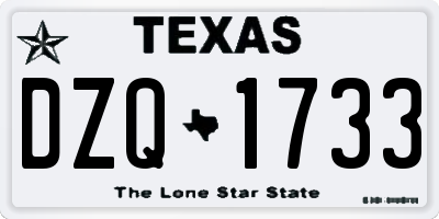 TX license plate DZQ1733