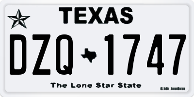 TX license plate DZQ1747