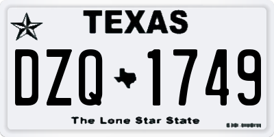 TX license plate DZQ1749