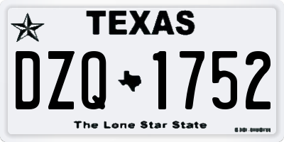 TX license plate DZQ1752