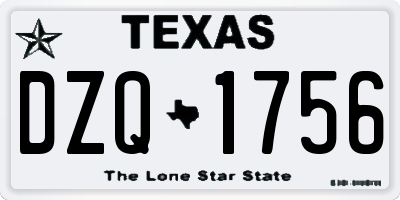 TX license plate DZQ1756