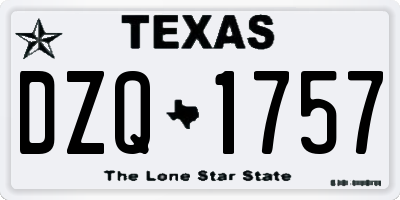 TX license plate DZQ1757