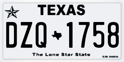 TX license plate DZQ1758