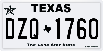 TX license plate DZQ1760