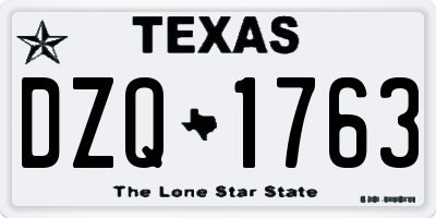 TX license plate DZQ1763