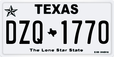 TX license plate DZQ1770