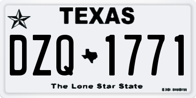 TX license plate DZQ1771