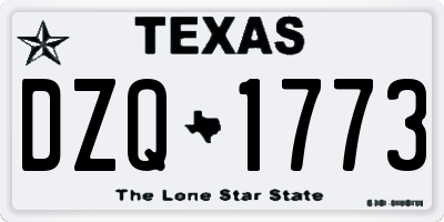 TX license plate DZQ1773
