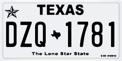 TX license plate DZQ1781