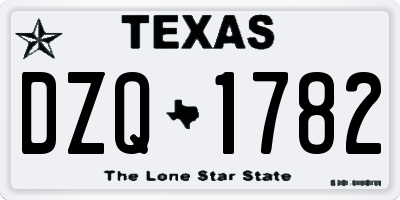 TX license plate DZQ1782