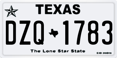 TX license plate DZQ1783