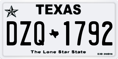 TX license plate DZQ1792