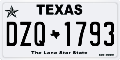 TX license plate DZQ1793