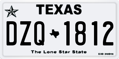 TX license plate DZQ1812