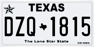 TX license plate DZQ1815