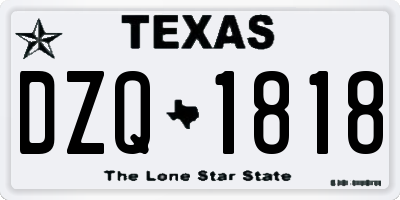 TX license plate DZQ1818