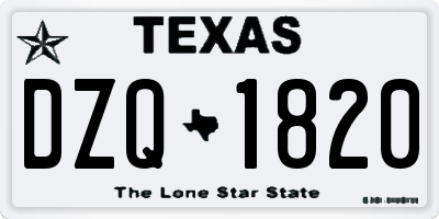 TX license plate DZQ1820