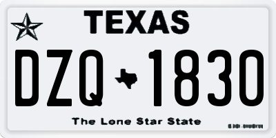 TX license plate DZQ1830