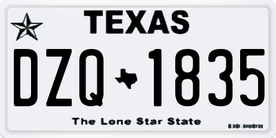 TX license plate DZQ1835