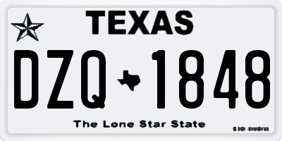 TX license plate DZQ1848