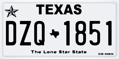 TX license plate DZQ1851