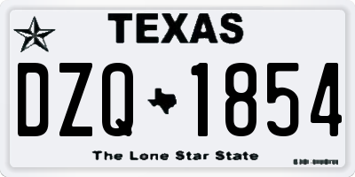 TX license plate DZQ1854