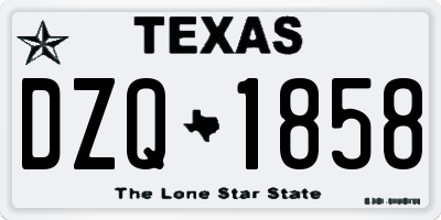 TX license plate DZQ1858