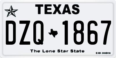 TX license plate DZQ1867