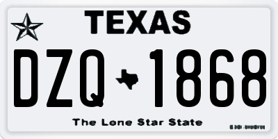 TX license plate DZQ1868