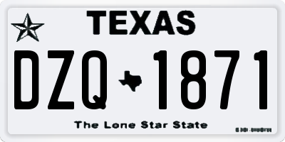 TX license plate DZQ1871