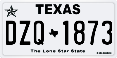 TX license plate DZQ1873