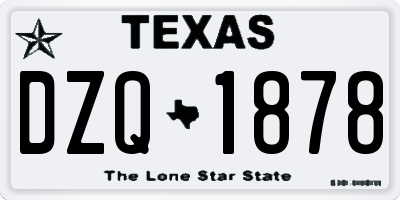 TX license plate DZQ1878